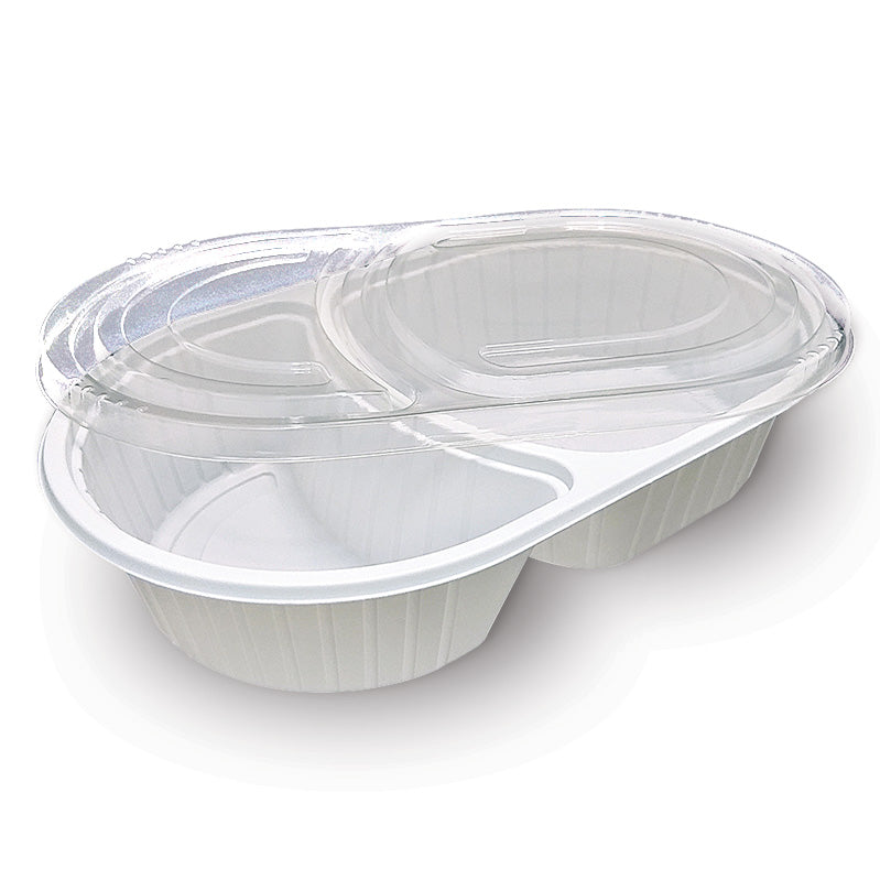 PP plastic box with 2 compartments WHITE - CTN600