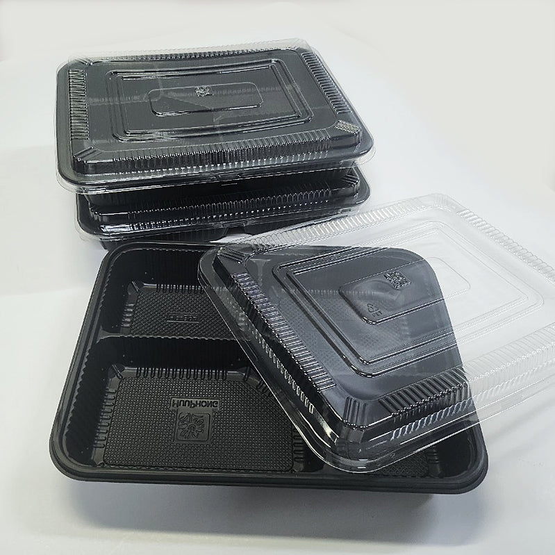 PP plastic box with 4 compartments BLACK - CTN500