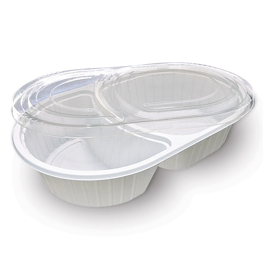 PP plastic box with 2 compartments WHITE - CTN600