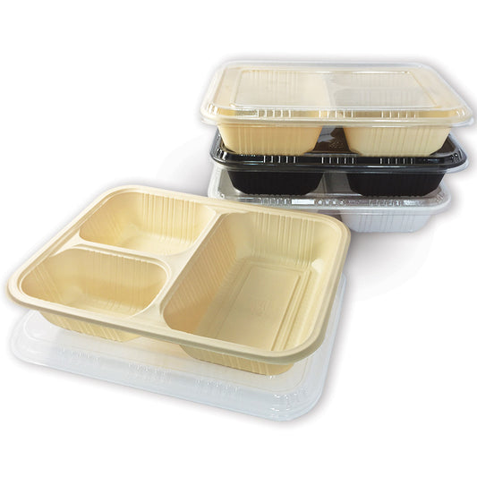 PP plastic box with 3 compartments BLACK - CTN500