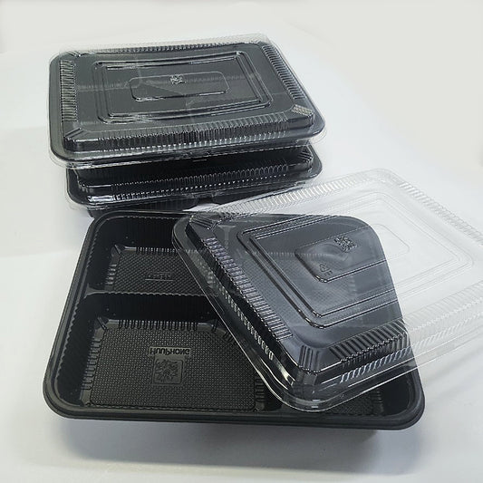 PP plastic box with 4 compartments BLACK - CTN500